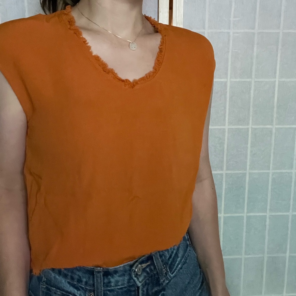 Philosophy Ruffle Orange Tank - Picture 4 of 6